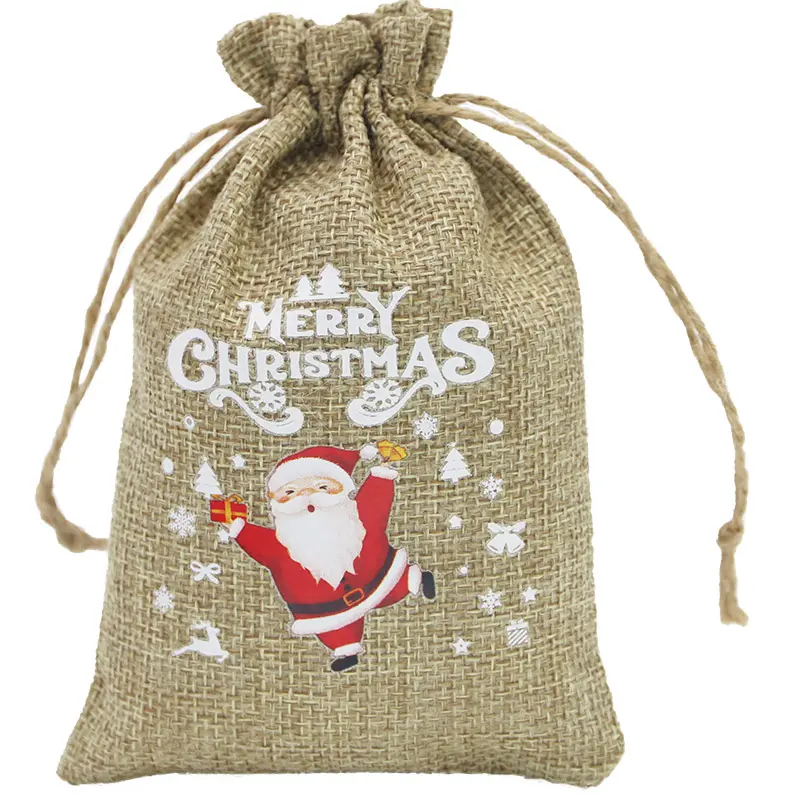 (5 Pcs/bag)10*15cm Santa Claus Gift Bag Mascot Decoration New Year Tree Pendant Carry With You Lucky Bag Linen Bundle Pocket