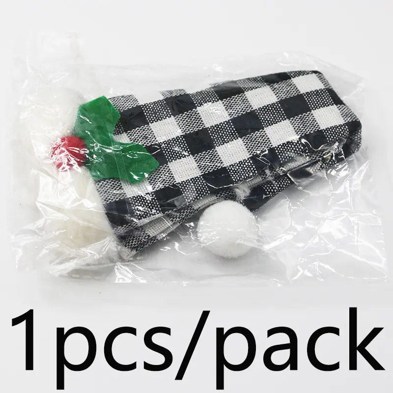 1 pcs New Year Celebration Checkered Burgundy Wine Bottle Decoration Christmas Mini Scarf Photos Create Beautiful Atmosphere DIY