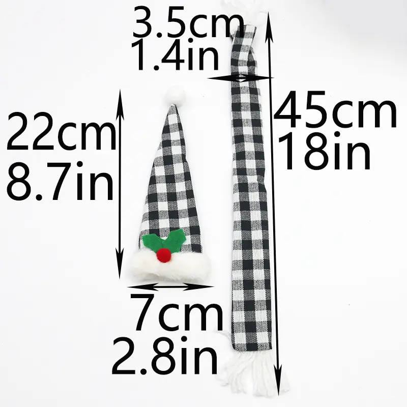 1 pcs New Year Celebration Checkered Burgundy Wine Bottle Decoration Christmas Mini Scarf Photos Create Beautiful Atmosphere DIY