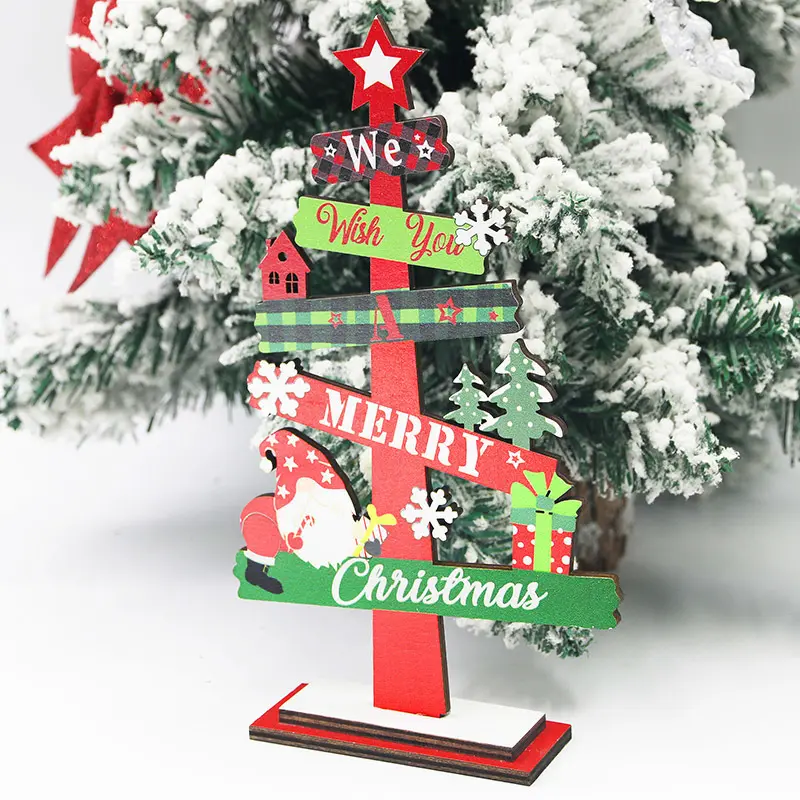 (1 Piece/bag) Christmas And New Year Celebration Pendant Christmas Tree Wooden Ornament Scene Decoration DIY Production