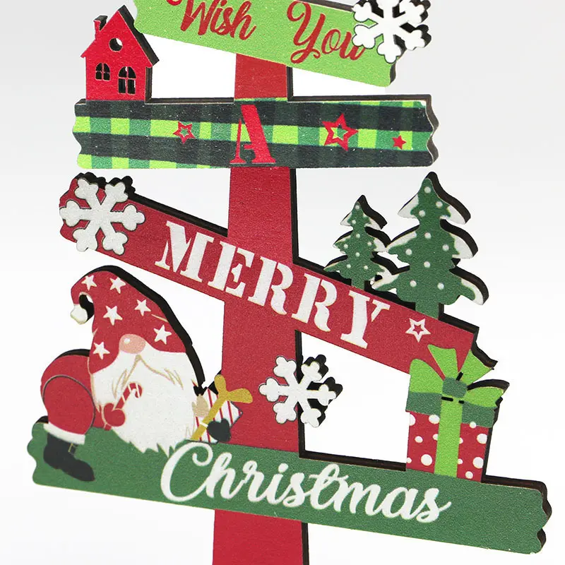 (1 Piece/bag) Christmas And New Year Celebration Pendant Christmas Tree Wooden Ornament Scene Decoration DIY Production