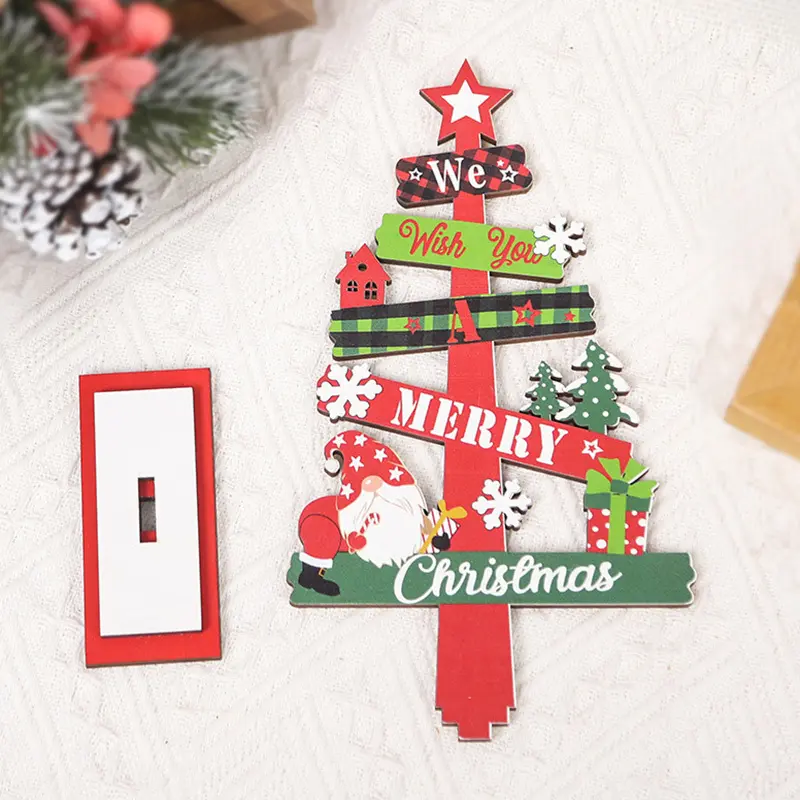 (1 Piece/bag) Christmas And New Year Celebration Pendant Christmas Tree Wooden Ornament Scene Decoration DIY Production