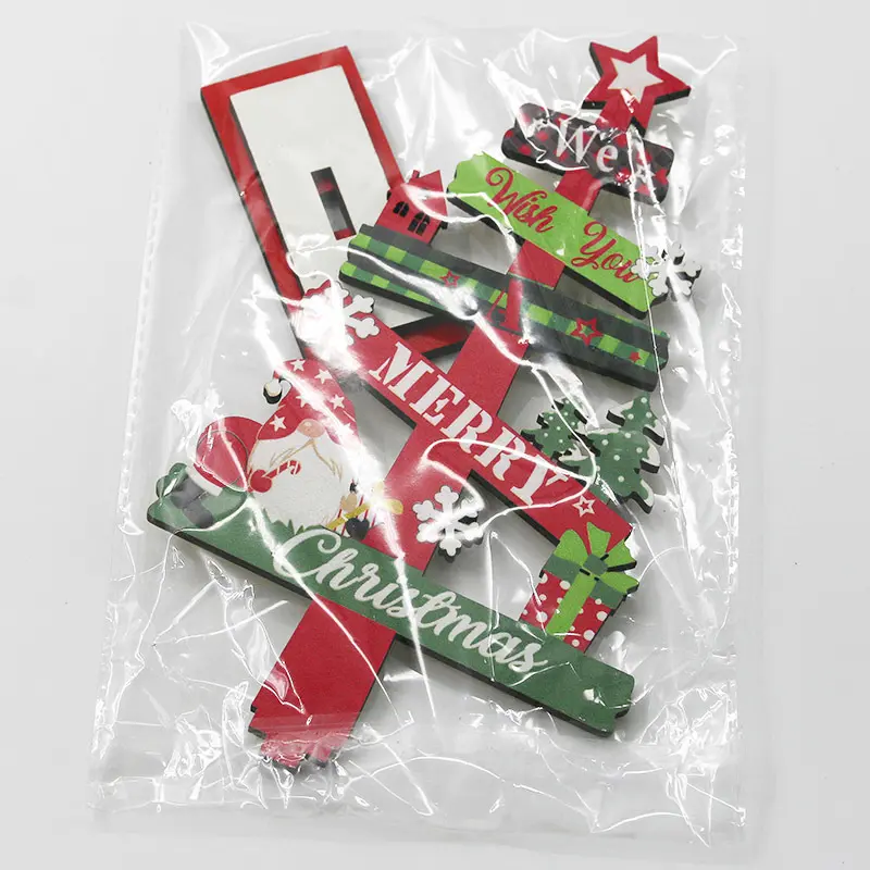 (1 Piece/bag) Christmas And New Year Celebration Pendant Christmas Tree Wooden Ornament Scene Decoration DIY Production