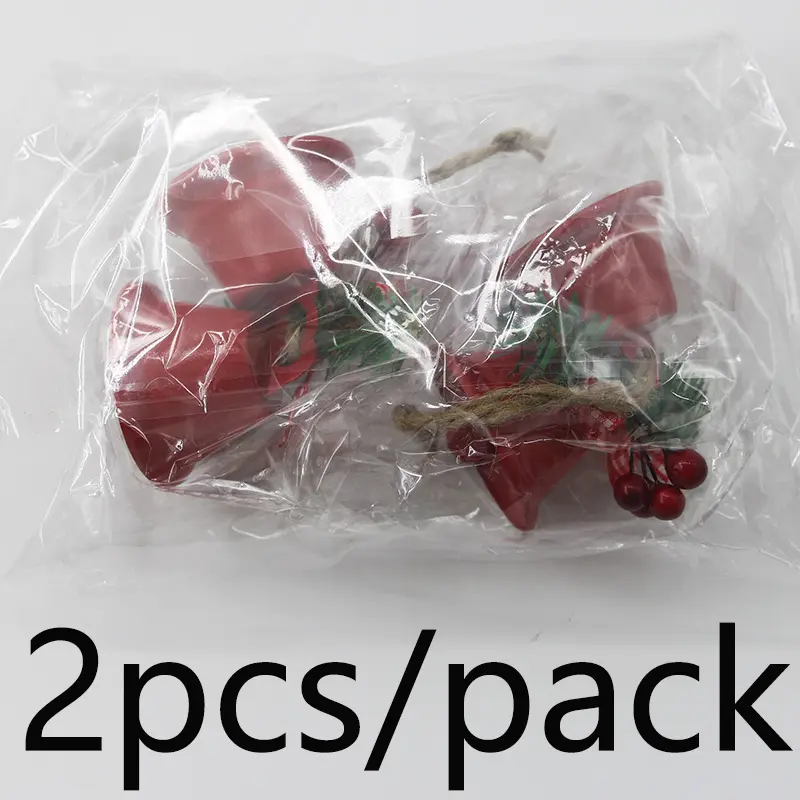 (2 Pieces/bag) 8cm Metal Large Horn Bell Door Pendant Berry Bow Bell Christmas Tree Hanging Clock New Year's Gift DIY