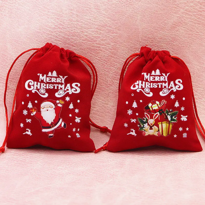 (5 Pcs/bag) 10*12cm Red Suede Fabric Gift Bag New Year's Gift Christmas Celebration Decoration Bags Good Luck Package