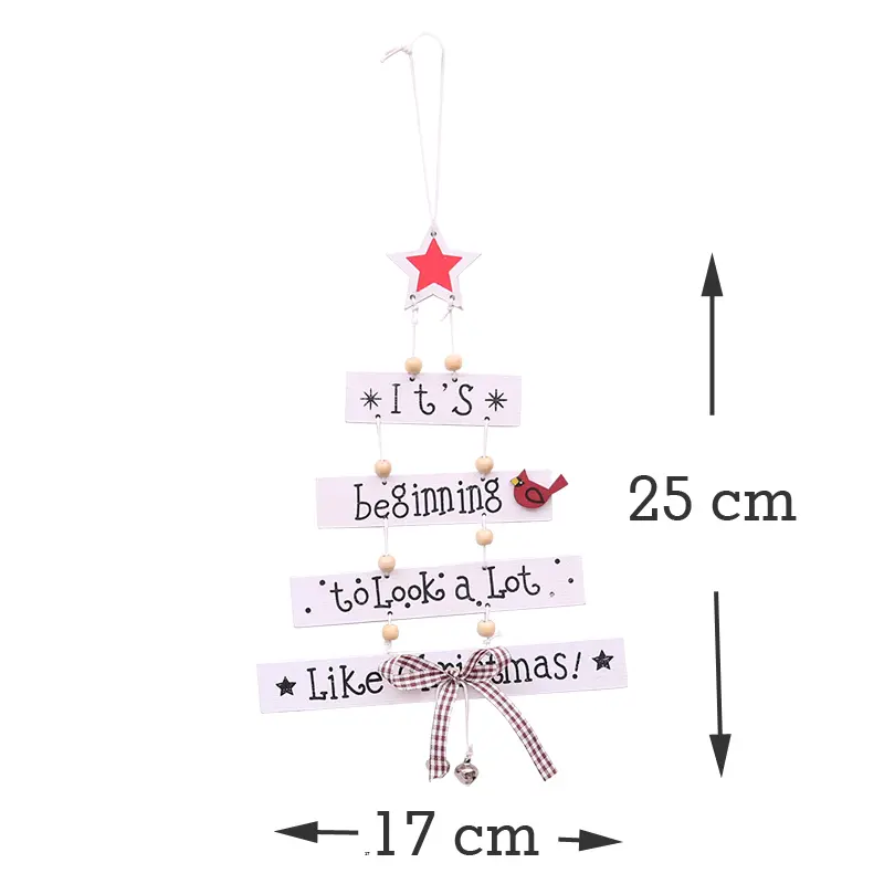 (1 piece) White Handwork Christmas Tree Decorations New Year Holiday Party Bow-knot Decoration Wooden Bell