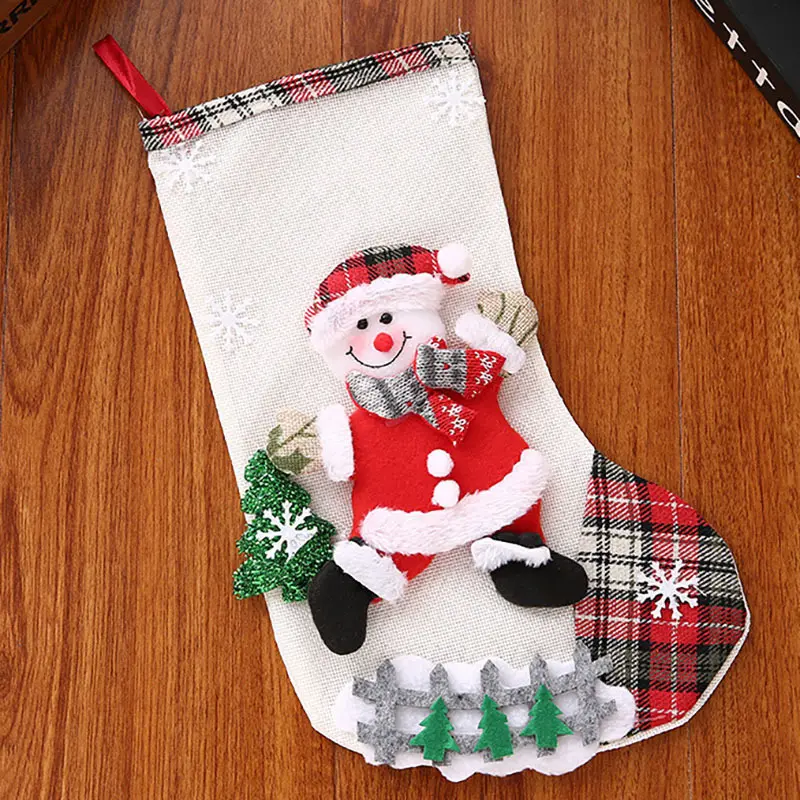 1pcs Christmas Decoration New Year's Christmas Gifts Socks Gift Bags Elderly Snowman Decorations Candy 3D Exquisite Cute DIY
