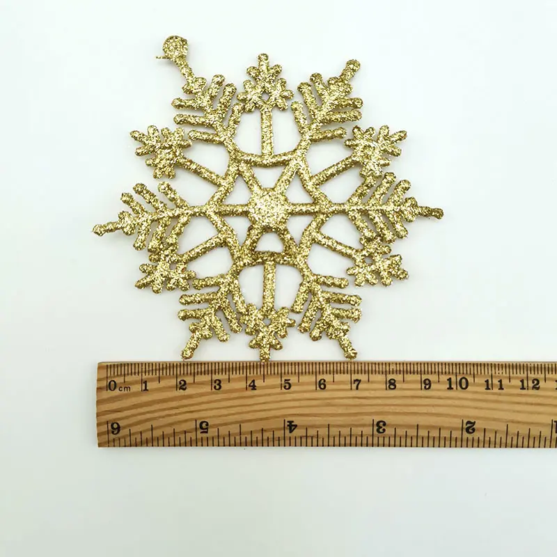 (10Pcs) 10*10cm Christmas Tree Pendant Gold Sliver Shine Snowflake Christmas Decorations For New Year Holiday Decor Handmade DIY