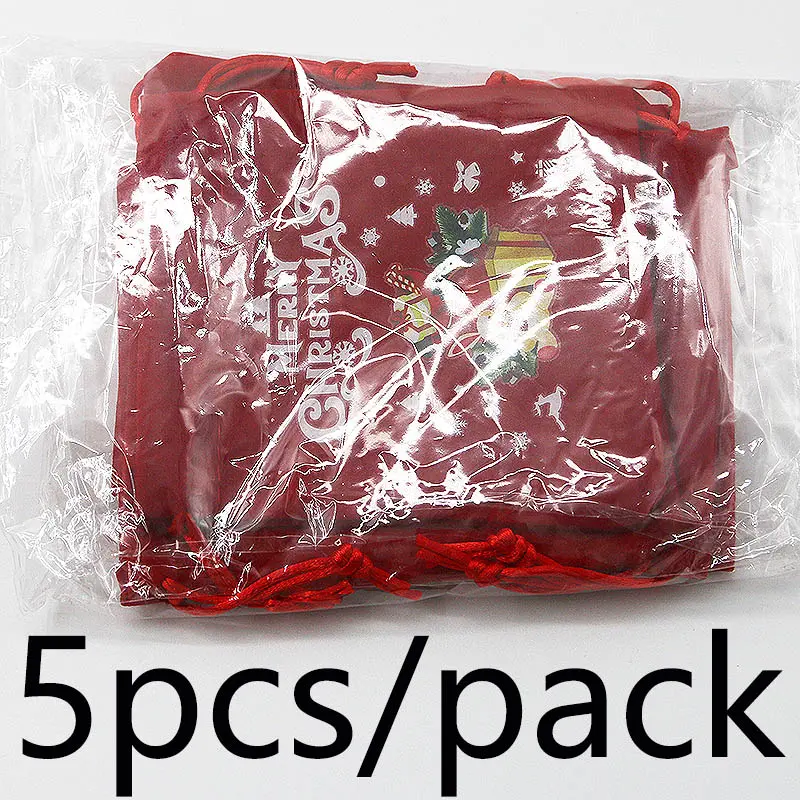 (5 Pcs/bag) 10*12cm Red Suede Fabric Gift Bag New Year's Gift Christmas Celebration Decoration Bags Good Luck Package