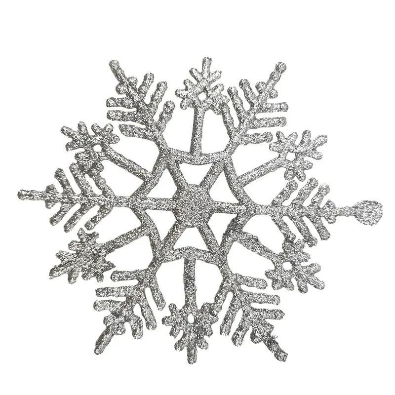 (10Pcs) 10*10cm Christmas Tree Pendant Gold Sliver Shine Snowflake Christmas Decorations For New Year Holiday Decor Handmade DIY