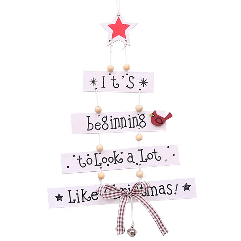 (1 piece) White Handwork Christmas Tree Decorations New Year Holiday Party Bow-knot Decoration Wooden Bell