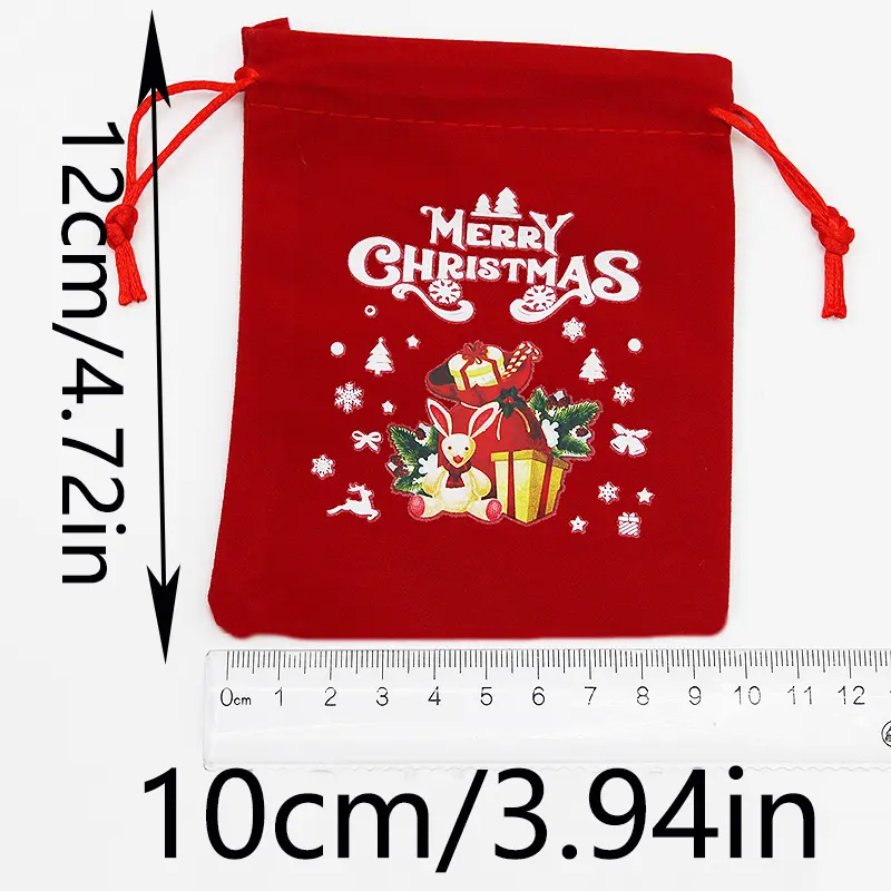 (5 Pcs/bag) 10*12cm Red Suede Fabric Gift Bag New Year's Gift Christmas Celebration Decoration Bags Good Luck Package