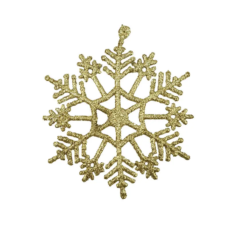 (10Pcs) 10*10cm Christmas Tree Pendant Gold Sliver Shine Snowflake Christmas Decorations For New Year Holiday Decor Handmade DIY