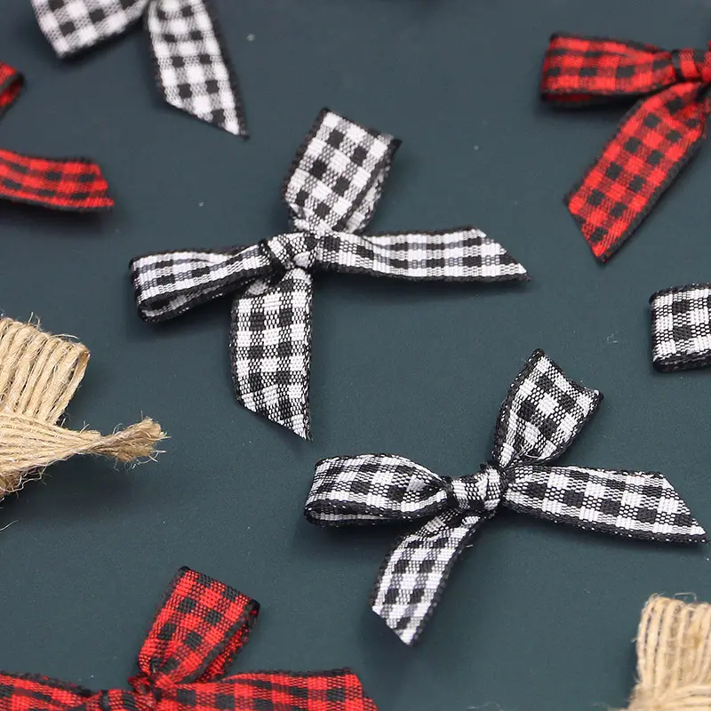 (60 pieces/pack) Christmas tree decoration mesh coarse hemp bow gift decoration DIY clothing hair accessories materials
