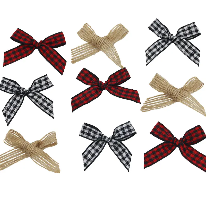 (60 pieces/pack) Christmas tree decoration mesh coarse hemp bow gift decoration DIY clothing hair accessories materials