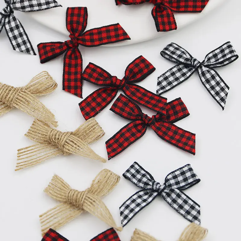 (60 pieces/pack) Christmas tree decoration mesh coarse hemp bow gift decoration DIY clothing hair accessories materials