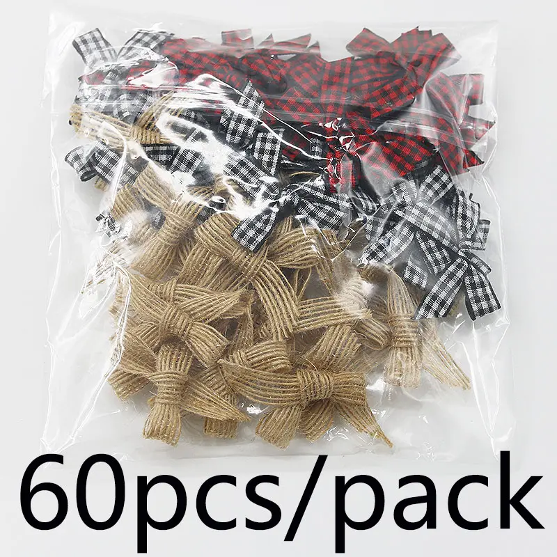 (60 pieces/pack) Christmas tree decoration mesh coarse hemp bow gift decoration DIY clothing hair accessories materials
