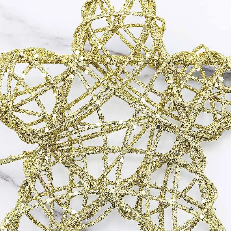 (1 Pcs/bag) 26*20cm Christmas Decoration Vine Circle Five Pointed Star Christmas Tree Top Decoration New Year Party Supplies DIY