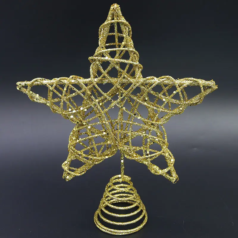 (1 Pcs/bag) 26*20cm Christmas Decoration Vine Circle Five Pointed Star Christmas Tree Top Decoration New Year Party Supplies DIY