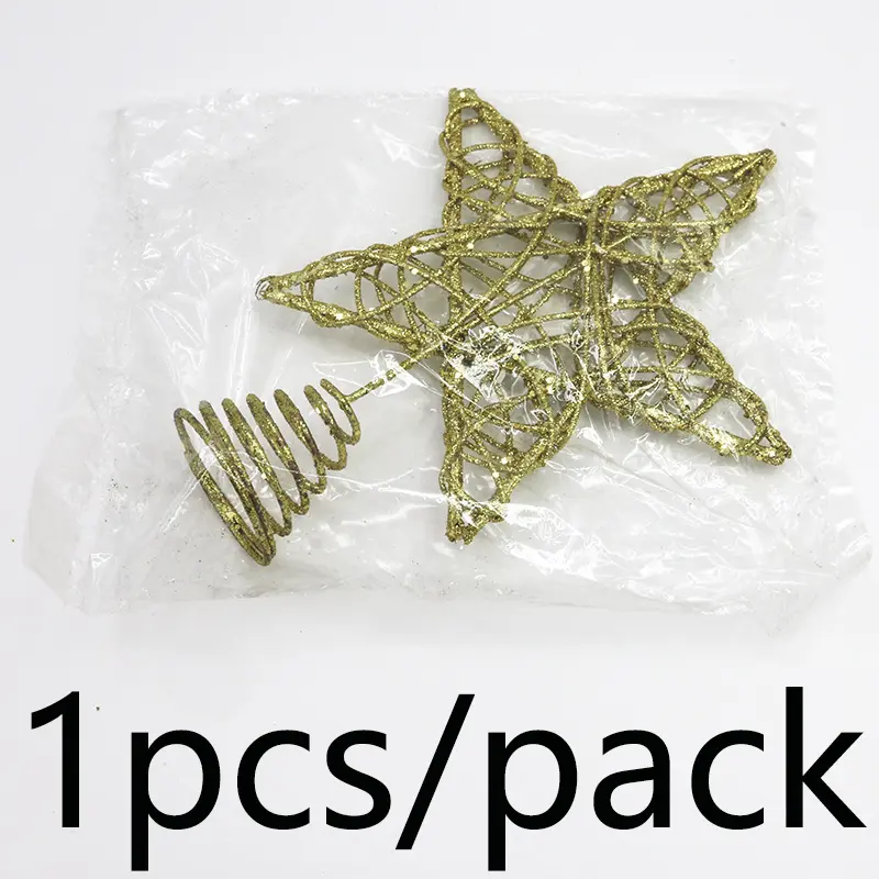(1 Pcs/bag) 26*20cm Christmas Decoration Vine Circle Five Pointed Star Christmas Tree Top Decoration New Year Party Supplies DIY