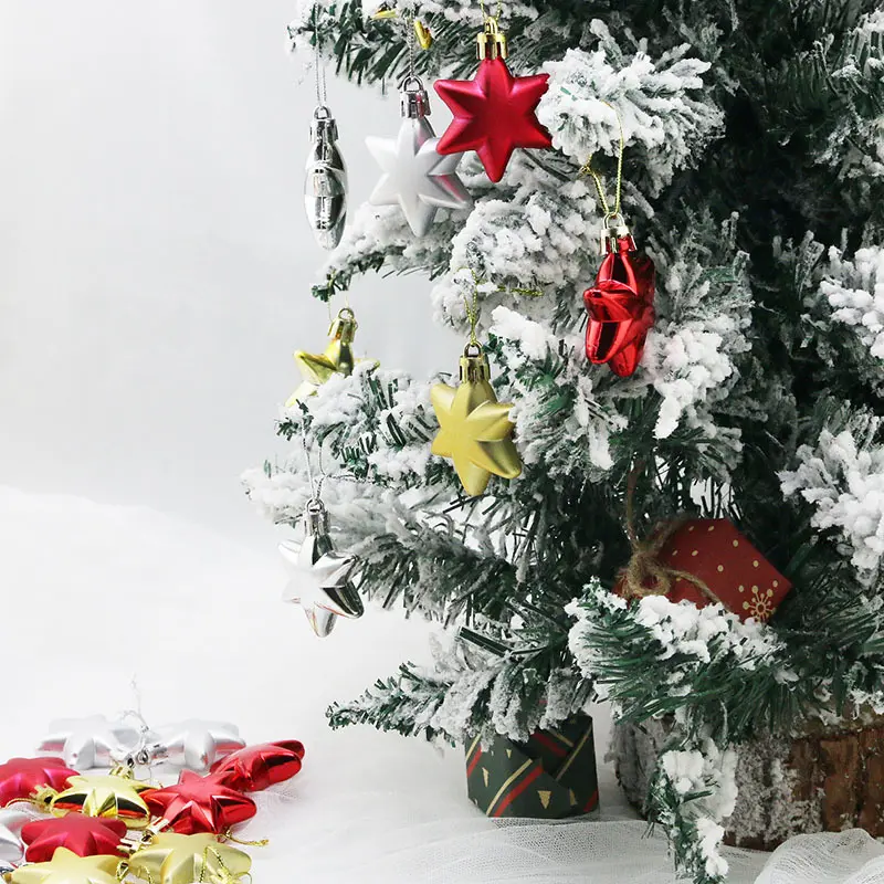 (12 Pcs/pack) 5cm Christmas Pendant Star Christmas Ball Pendant Electroplated Plastic Matte Mixed Decoration Accessory Party DIY