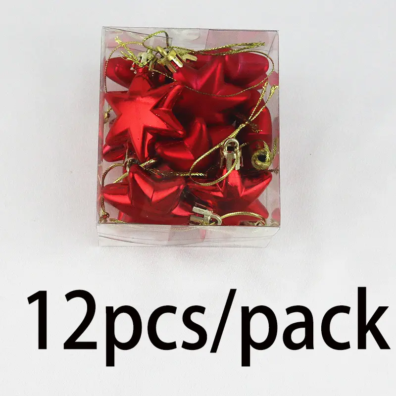 (12 Pcs/pack) 5cm Christmas Pendant Star Christmas Ball Pendant Electroplated Plastic Matte Mixed Decoration Accessory Party DIY
