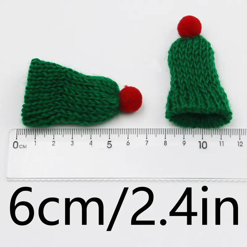 (10 Pcs/pack) 6x4cm Christmas Mini Knitted Hat Yarn Finger Hat Decoration Holiday Party Handmade DIY Baking Accessories Pendant