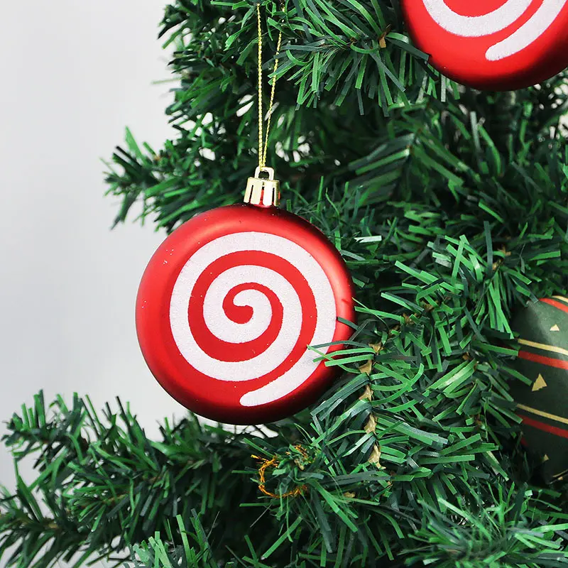 (4 Pcs/pack))9cm Plastic Christmas Candy Round Striped Pendant Flat Sugar Pendant Decoration New Year Gift Home For Children DIY
