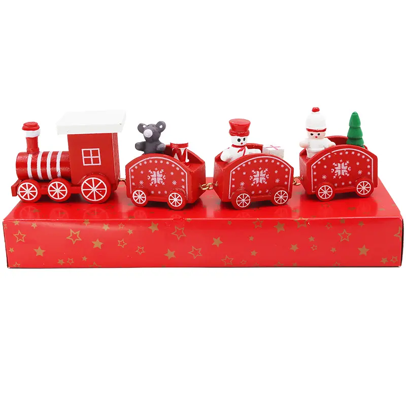 (1 Piece/pack) Christmas Train Gift Display Window Display Mini Desktop Wooden Festive Atmosphere Scene Decorations DIY