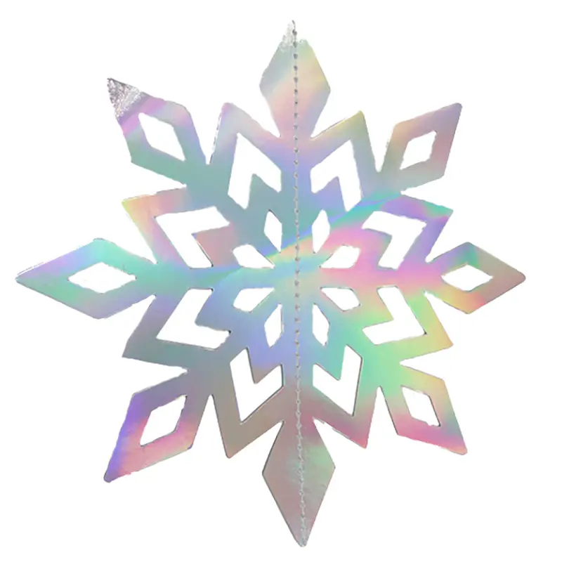 (6pcs/pack) 15cm-25cm Colorful 3D Snowflake Pendant Folding Paper Christmas New Year Ceiling Window Decoration Banner DIY