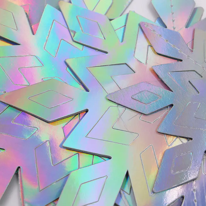 (6pcs/pack) 15cm-25cm Colorful 3D Snowflake Pendant Folding Paper Christmas New Year Ceiling Window Decoration Banner DIY