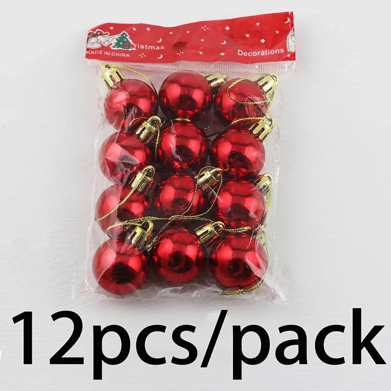 (12 Pcs/pack)3cm Electroplated Ball Christmas Decoration Balls Christmas Tree Hanging Decoration Holiday New Year Gift Party DIY