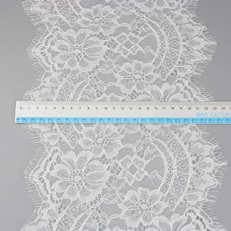 (3 meters/lot) 22cm White eyelash lace fabric Decoration Love Wedding dress accessories