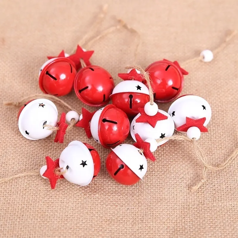 5 Pieces Of Red And White Small Bell Hollow Patterns Star Embellishment Of Family Gathering Decoration Pendants