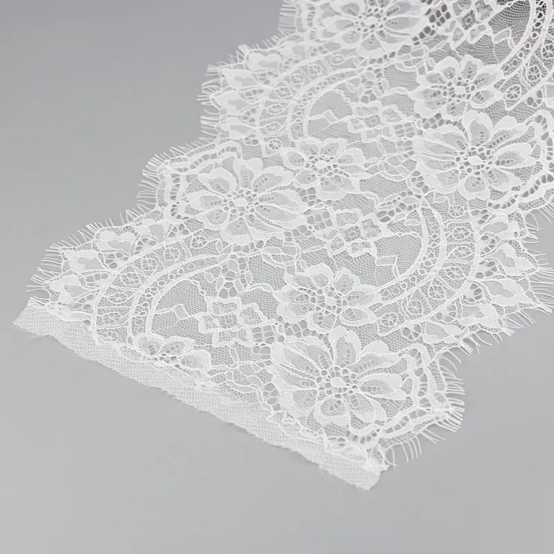 (3 meters/lot) 22cm White eyelash lace fabric Decoration Love Wedding dress accessories