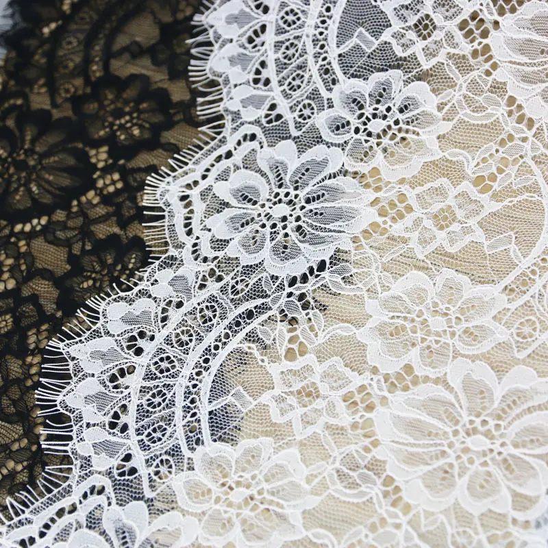(3 meters/lot) 22cm White eyelash lace fabric Decoration Love Wedding dress accessories