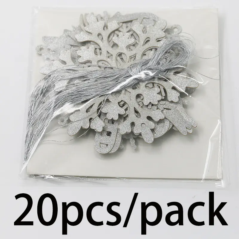 (20 Pcs/pack) Christmas Paper Hanging Decoration Fine Flashing Snowman Snowflake Santa Claus Card Bauble Graffiti Greeting DIY