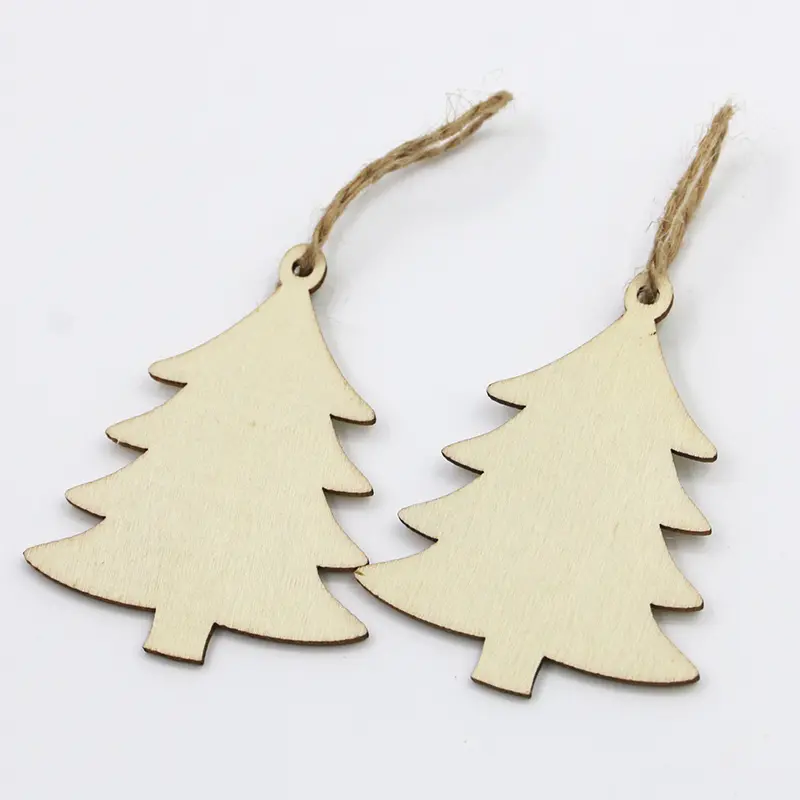 (10 Pcs/pack)7*5.5cm Christmas Tree Shaped Wooden Pendant Decoration Creative Home Decor Holiday Party Props Handmade Painting