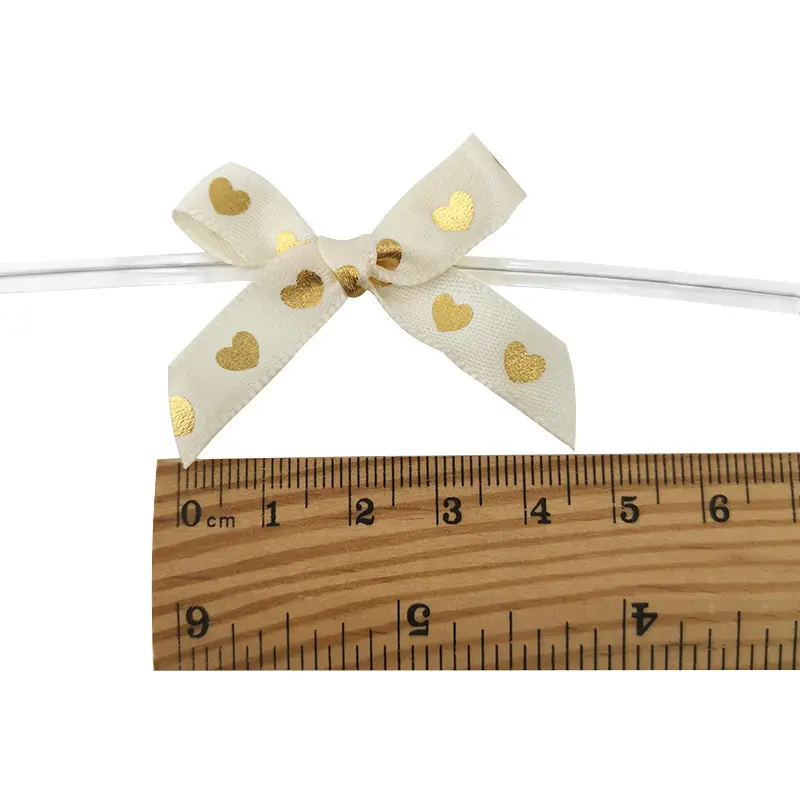 (50pcs/pack)45mm Gold Plated Heart Ribbon Bow Girls Hair Clips Making Holiday Gift Boxes Decorating Handmade DIY Home Decoration