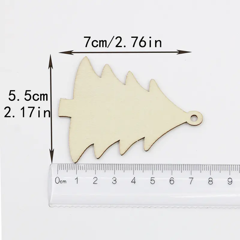 (10 Pcs/pack)7*5.5cm Christmas Tree Shaped Wooden Pendant Decoration Creative Home Decor Holiday Party Props Handmade Painting