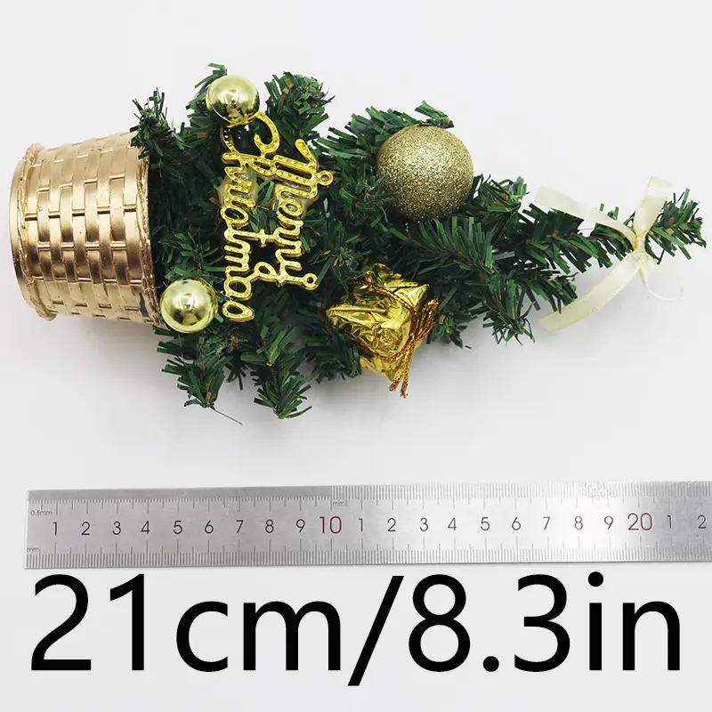 (1 piece/bag) 21cm Mini Christmas Tree New Year Celebration Desktop Decoration Atmosphere Photo