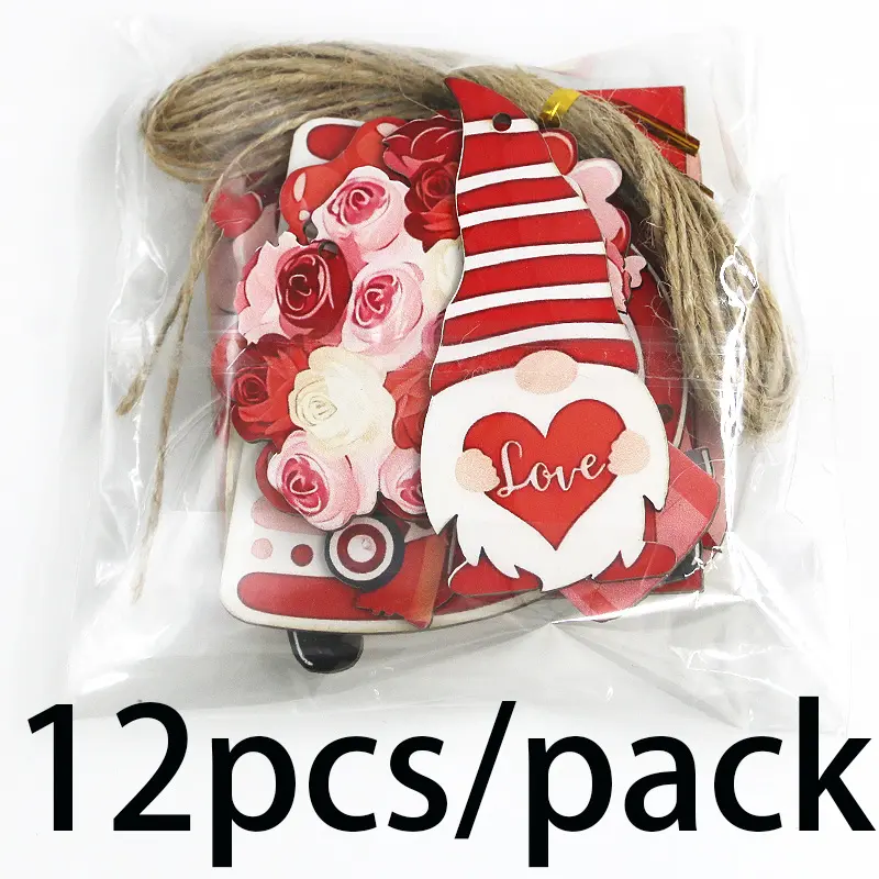 (12pcs/pack)3.7-8.4cm Valentine's Day Wooden Jewelry Wedding Party House Decoration Handmade Accessories DIY Creative Atmosphere