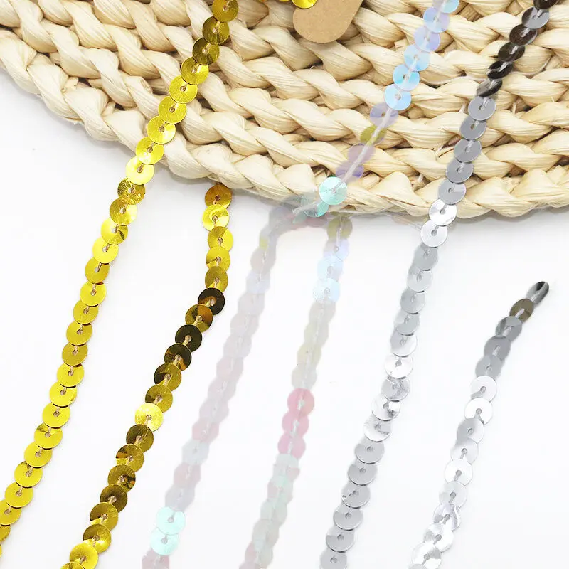 (10 Yards/pack) 6mm Width Bead Sequin DIY Clothing Headwear Luggage Decoration Stage Clothing Glitter Lace Accessories