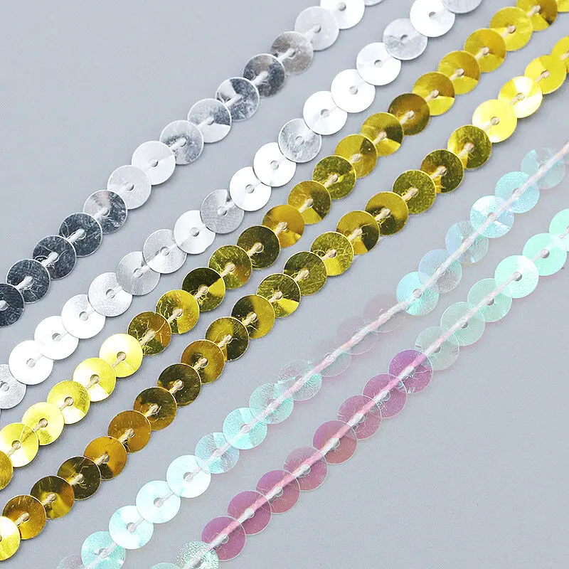 (10 Yards/pack) 6mm Width Bead Sequin DIY Clothing Headwear Luggage Decoration Stage Clothing Glitter Lace Accessories