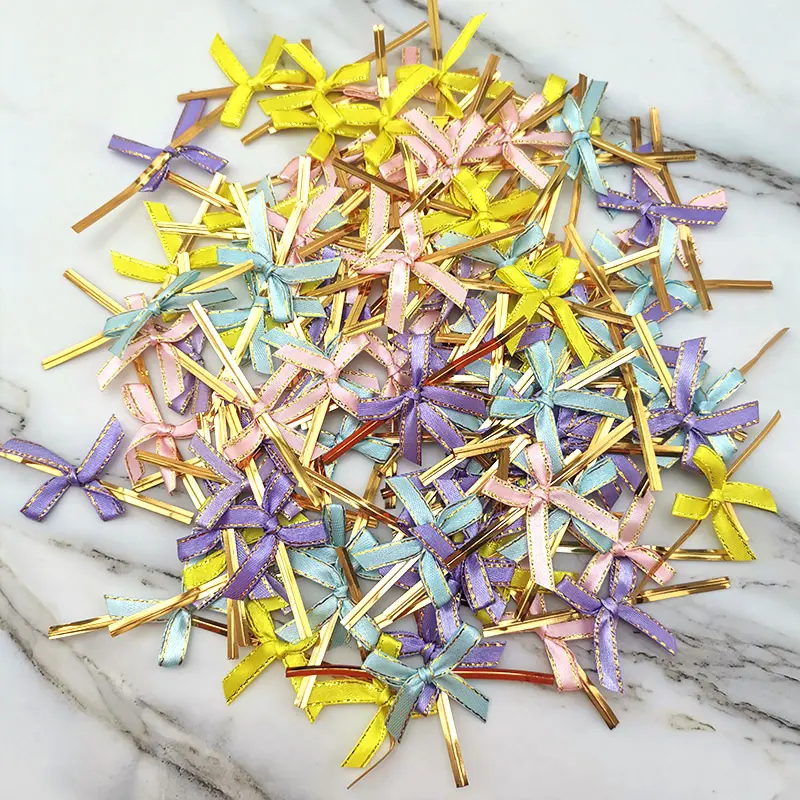 (100Pcs/pack) 35mm Width Gold Rim Ribbon Bow Handmade DIY Crafts Girl Hair Clips AccessoriesMaking Home Bouquet Decoration