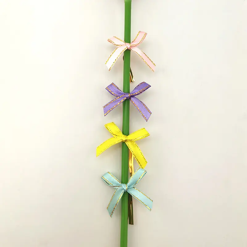 (100Pcs/pack) 35mm Width Gold Rim Ribbon Bow Handmade DIY Crafts Girl Hair Clips AccessoriesMaking Home Bouquet Decoration
