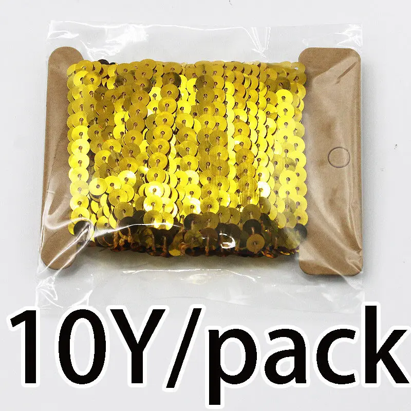 (10 Yards/pack) 6mm Width Bead Sequin DIY Clothing Headwear Luggage Decoration Stage Clothing Glitter Lace Accessories