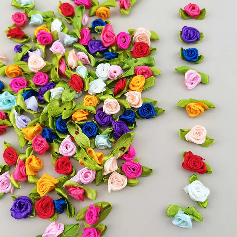 (100PCS/pack)25mm Satin Bow-Knot Mini Rosette for Home Wedding Party Ribbon Clothing Decoration Scrapbooking DIY Crafts Supplies