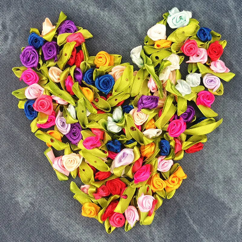 (100PCS/pack)25mm Satin Bow-Knot Mini Rosette for Home Wedding Party Ribbon Clothing Decoration Scrapbooking DIY Crafts Supplies
