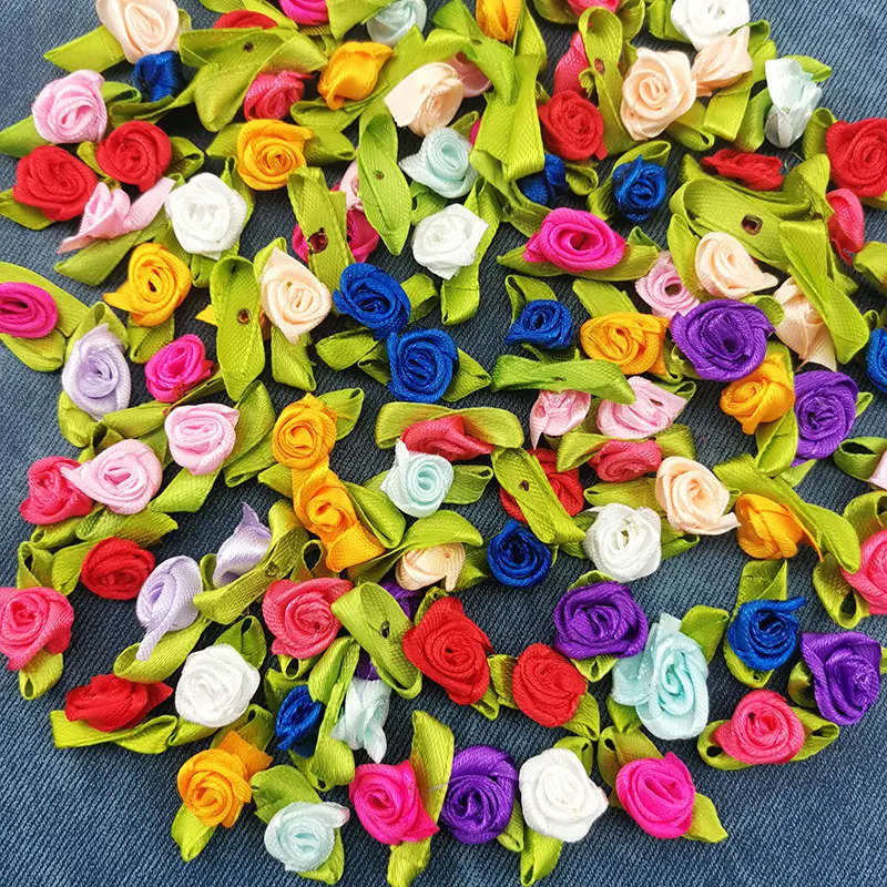 (100PCS/pack)25mm Satin Bow-Knot Mini Rosette for Home Wedding Party Ribbon Clothing Decoration Scrapbooking DIY Crafts Supplies